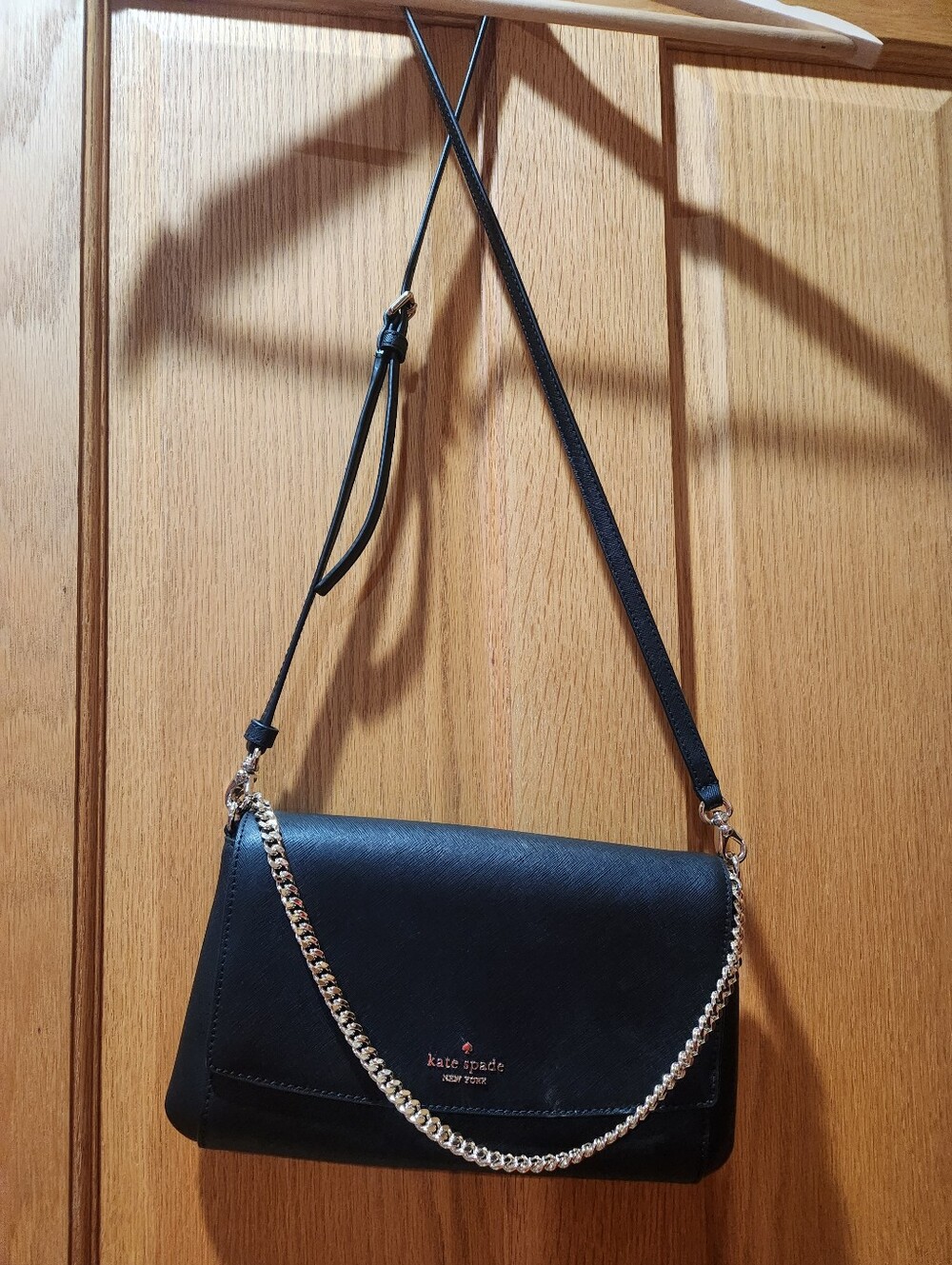 kate spade Black Crossbody Bag with Gold Chain Accent